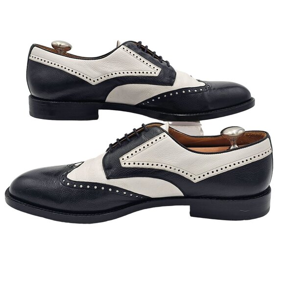 Vintage Wingtips Spectators Black White Mezlan Spain Men 10.5 Oxford Dress Shoes - Picture 8 of 16